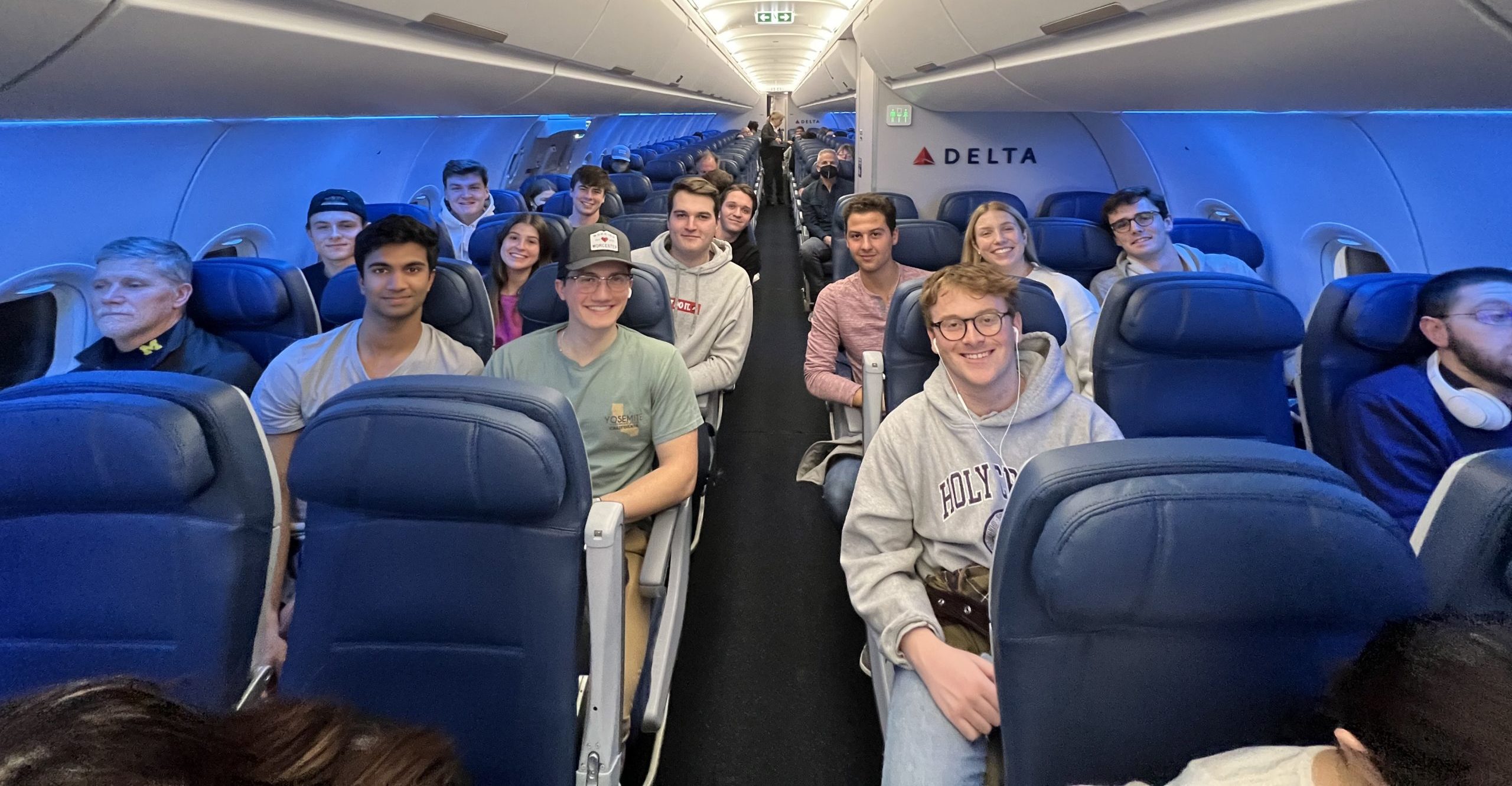 Students on a plane